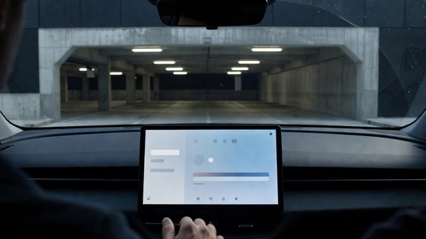 Vehicle dashboard infotainment screen displaying a parking payment interface